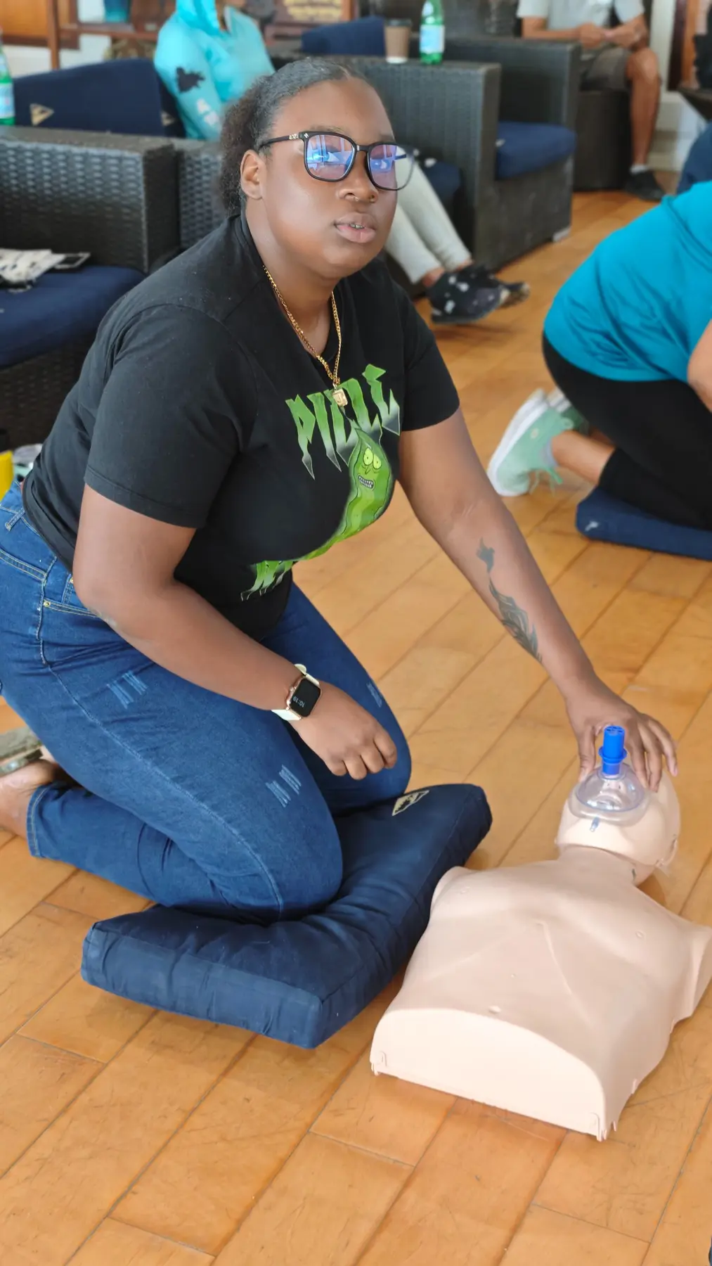 Academy of Rum instructors completing hands-on CPR and first-aid training